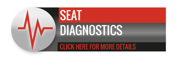Black, grey and red SEAT Diagnostics call to action button, with image of heart rate monitor