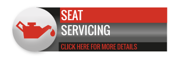 Black, grey and red SEAT Servicing call to action button, with image of oil can