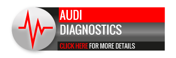 Black, grey and red Audi Diagnostics call to action button, with image of heart rate monitor