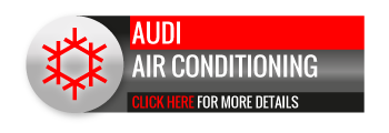 Black, grey and red Audi Air Conditioning call to action button, with snowflake image.