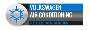 Black, grey and blue Volkswagen Air Conditioning call to action button, with image of snowflake