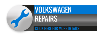 Black, grey and blue Volkswagen Repairs call to action button, with image of spanner