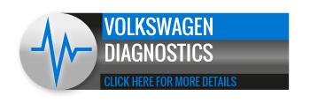 Black, grey and blue Volkswagen Diagnostics call to action button, with image of heart rate monitor
