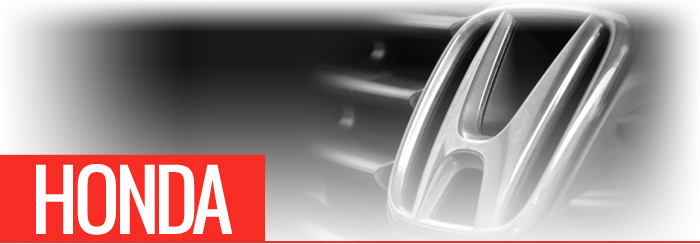 Honda Servicing title with image of Honda manufacturer logo on front of car